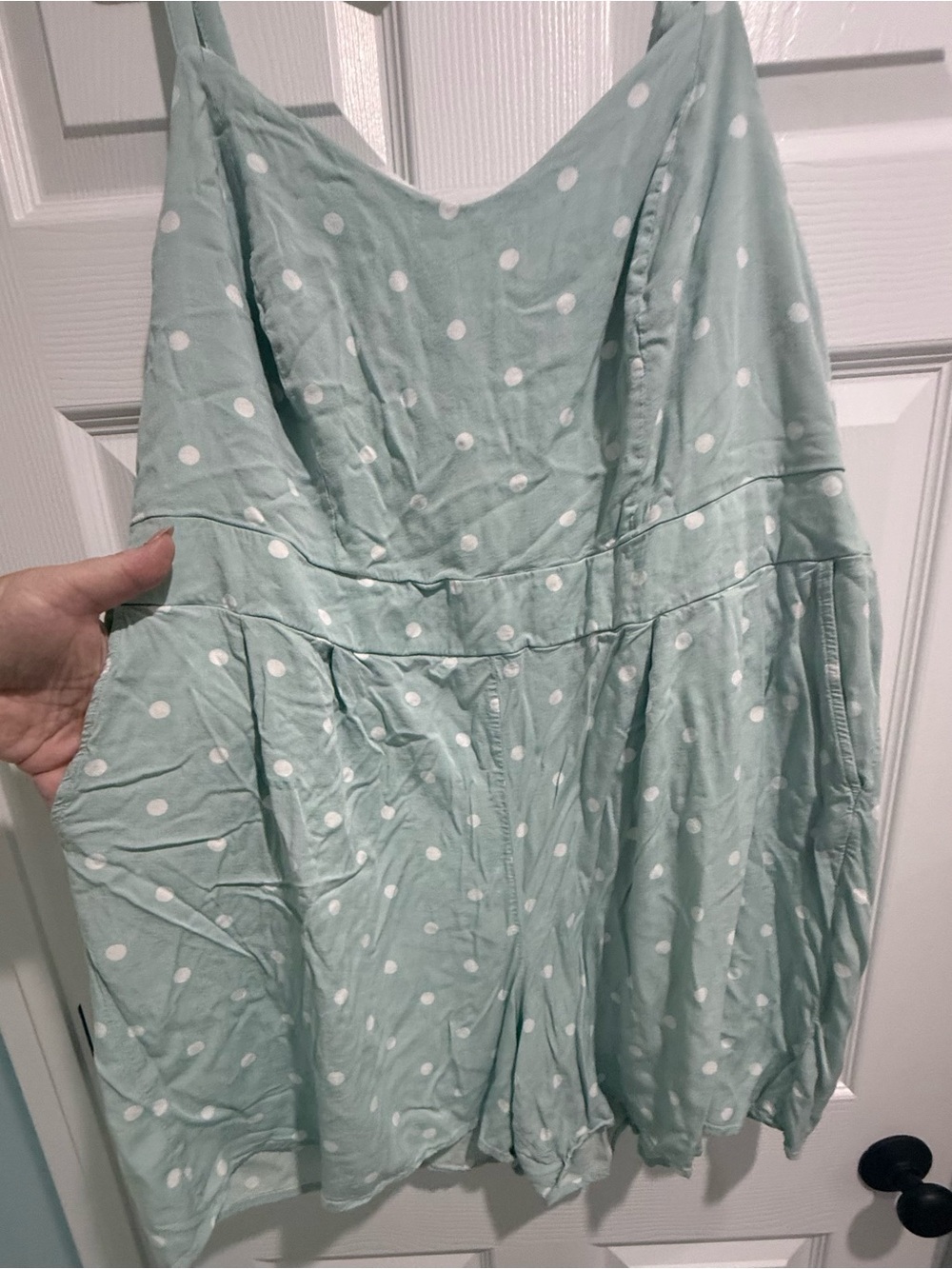 torrid Mint Green white Polka Dot Romper - Picture 3 of 6